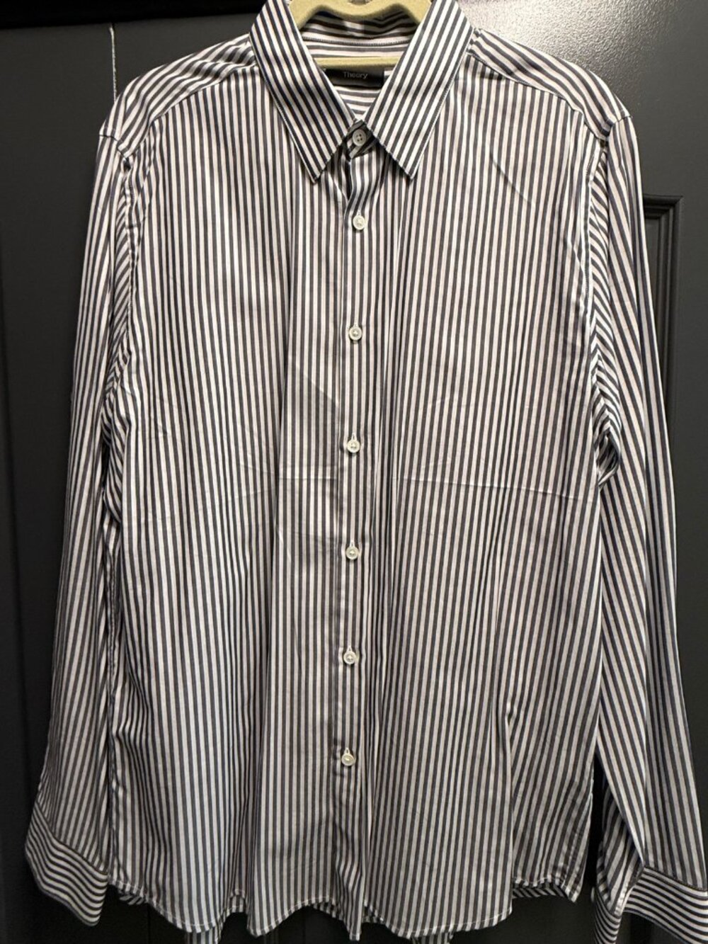 Theory Navy Striped Button Down Shirt - Size L